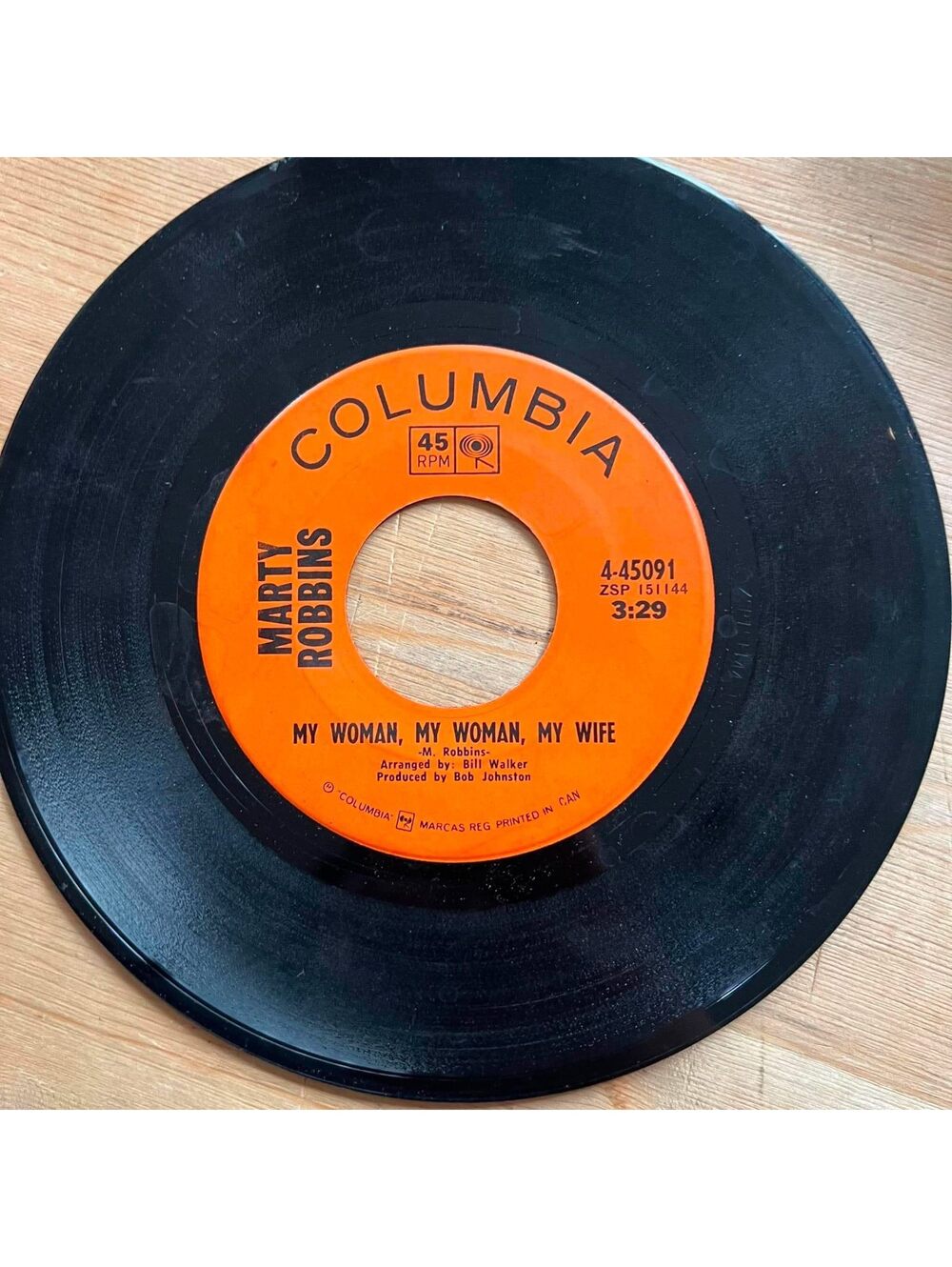Marty Robbins - My Woman, My Woman, My Wife/Martha Ellen Jenkins 45rpm VG+ R10